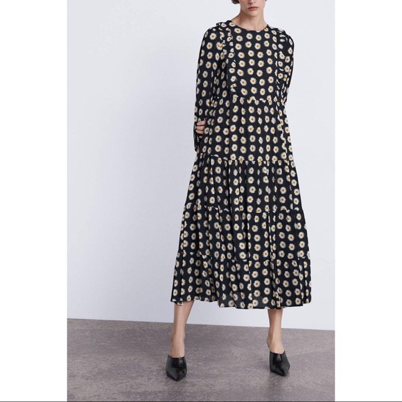 daisy print dress zara